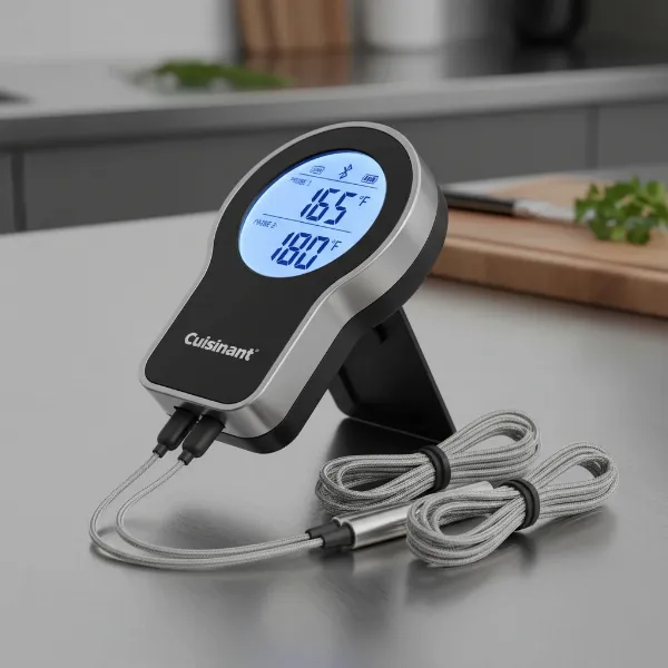 Cuisinart Bluetooth Easy Connect Thermometer showing its sleek design, dual probes, and digital display.