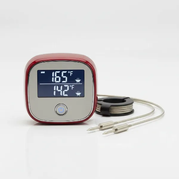 A Weber iGrill 2 unit with probes, highlighting its digital display and connectivity.